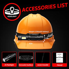 Load image into Gallery viewer, axefury Flashlight,Magnetic LED Flashlight,EDC Handheld Flashlight with Removable Headband,6 Modes,Dual Fuel, A5 for Camping, Emergency(Not Included Battery) Gift
