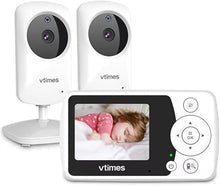 Load image into Gallery viewer, Baby Monitor with 2 Cameras, Video Baby Monitor No WiFi Night Vision, 2.4&quot; LCD Screen Portable Baby Camera VOX Mode Pan-Tilt-Zoom Alarm and 1000ft Range, Ideal for Baby/Elderly/Pet
