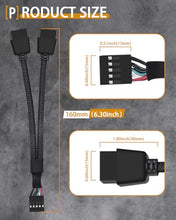 Load image into Gallery viewer, COMeap USB Header Splitter, Motherboard 9 Pin USB 2.0 to Dual 9 Pin Extension Header Cable for PC Computer Internal Motherboard USB Hub (Pack of 2)
