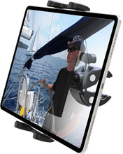 Load image into Gallery viewer, Wukanleng Tablet Holder for Boat Helm Bar Post Rod, 360° Rotation Universal Boat Handlebar Clamp Mount with Aluminum Alloy Base Compatible with iPad Pro 12.9/Air/Mini, Smartphones More Devices 4-13''
