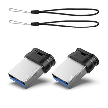 Load image into Gallery viewer, RAOYI 2 Pack 64GB USB 3.0 Flash Drive,Mini Fit USB Stick Ultra Slim Thumb Drive Jump Drive Zip Drive Pen Drive with Lanyard-Black
