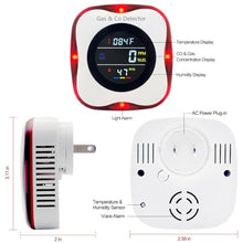 Load image into Gallery viewer, Plug in Carbon Monoxide &amp; Natural Gas Detectors, KH Alert Combination CO Detector &amp; Combustible Gas Detector with Temperature Humidity, Portable CO &amp; Natural Gas Detector with Sound Light Warning
