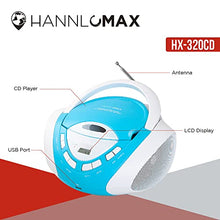 Load image into Gallery viewer, HANNLOMAX HX-320CD CD/MP3 Boombox, AM/FM Radio, USB Port for MP3 Playback, Aux-in, LCD Display, AC/DC Dual Power Source. (Blue/White)
