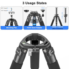 Load image into Gallery viewer, 63&quot; Carbon Fiber Tripod for Camera Heavy Duty Tripod WEYLLAN NX9 40mm Leg 10 layer Carbon Tripod Professional Camera Stand with 75mm Bowl Adapter for Zoom Lens, Bird Photography, DSLR, Load 88lbs/40kg
