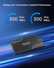 Load image into Gallery viewer, RAOYI 512GB Internal SSD SATA III 6Gb/s 2.5” Solid State Drive 3D NAND Flash Advanced SSD Hard Drive Up to 550MB/s SATA 3 SSD Upgrade Performance for PC Laptop
