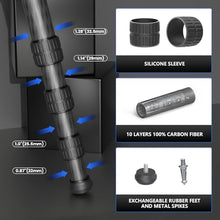 Load image into Gallery viewer, 81&#39;&#39; Compact Carbon Fiber Tripod for Camera WEYLLAN Heavy Duty Tripod Camera, 10-Layer Carbon Fiber Tube, 32.5mm Professional Tripod Leg, Travel Tripod for Camcorder Telephoto Lens, Max Load 20kg
