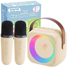 Load image into Gallery viewer, ZERFUN Mini Karaoke Machine Microphone for Kids Adults, Wireless Microphones Rechargeable with Bluetooth Speaker, Toys Gifts Presents for Girls Boys Toddler Birthday Christmas, Beige
