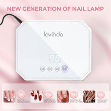 Load image into Gallery viewer, Lavinda 54W Corded UV LED Nail Lamp for Gel Nails - Plug-in Professional Nail Dryer with Fast Curing, 4 Timers, Touch Screen, Compatible with All Gel Polishes (White)
