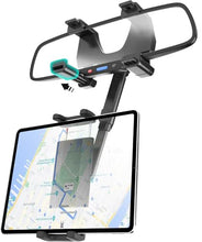Load image into Gallery viewer, Wukanleng Car Rear View Mirror Tablet Holder, RearView Mirror Phone Mount with Universal 360 ° Rotatable Retractable Arm for Car SUV Truck Fits iPad Pro 12.9/Air/Mini, Galaxy Z, Garmin, 4-13'' Devices
