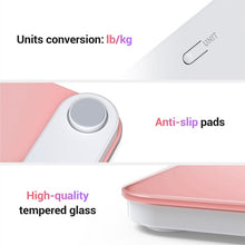 Load image into Gallery viewer, Ovutek Bathroom Scale for Body Weight, Highly Accurate Digital Weighing Machine for People, Upgraded Batteries Included, Compact Size, LED Display, High Standards Sturdy Tempered Glass, 400lb, Pink
