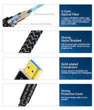 Load image into Gallery viewer, DGHUMEN 100FT Fiber Optic HDMI Cable 8K with Hard Wear Nylon Braided HDMI 2.1 Cord, Supports 8K@60Hz 4K@120Hz Ultra High Speed 48Gbps Dynamic HDR, Male-to-Male
