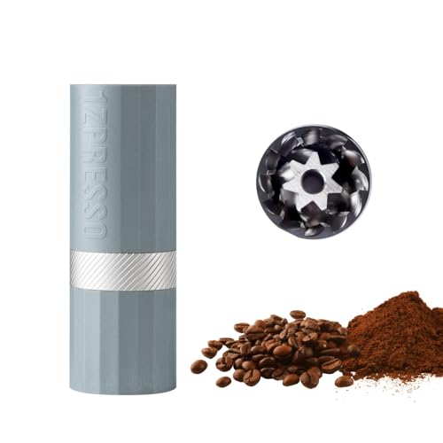 1Zpresso Q Air Manual Coffee Grinder-Gray, Mini Slim Travel Sized Fits in the plunger, Stainless Steel Conical Burr, Numerical Adjustable Setting for Pour Over French Press Cold Brew.