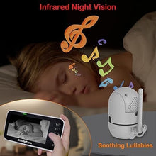 Load image into Gallery viewer, Video Baby Monitor, 5’’ Screen with 30-Hour Battery, Video Baby Monitor with Camera and Audio, Remote Pan-Tilt-Zoom, 2-Way Talk, VOX, Night Vision, 8 Lullabies, 1000ft Range, No WiF
