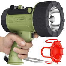 Load image into Gallery viewer, BUYSIGHT Rechargeable Spotlight Flashlight, 1500 lumens Hand held Spot Lights Waterproof led Flashlight Hunting Lamp with red Filter (Matcha Green)
