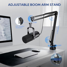 Load image into Gallery viewer, FDUCE Dynamic Microphone, XLR/USB Podcast Recording PC Microphone for Vocal Voice-Over Streaming, Studio Metal Mic with Mute, Headphone Jack, Monitoring Volume Control, with Boom Arm (SL40+)

