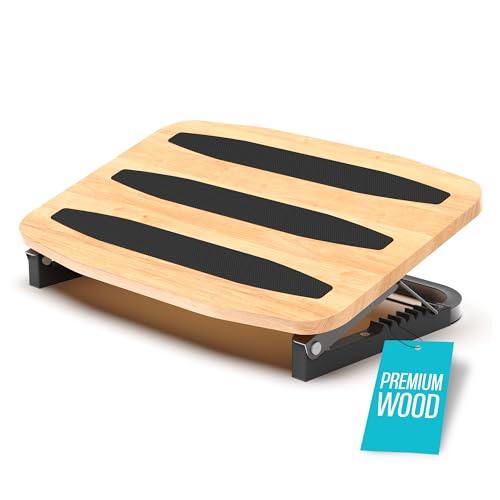 Adjustable Under Desk Foot Stool - Ergonomic Foot Rest with 7 Angles - Natural