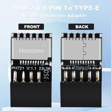 Load image into Gallery viewer, COMeap USB 2.0 to USB 3.2 Gen 1 Header Adapter for Mainboard with Type E Key-A Female Front Panel Socket to 9 Pin Header Internal Conversion Adapter
