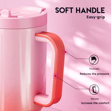 Load image into Gallery viewer, Meoky 32 oz Tumbler with Handle and Flip Straw, 100% Leakproof Tumbler with Lid and Straw, Stainless Steel Insulated Cup, Cupholder Friendly, Keeps Cold for 24 Hours (Flamingo)
