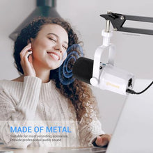 Load image into Gallery viewer, FDUCE SL40 Dynamic Microphone for Podcasting, Gaming, Live Streaming and Recording, Built-in Headphone Output, LED Mute Button, All-Metal USB/XLR, Voice Isolation Technology (White)
