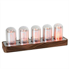 Load image into Gallery viewer, ClocTeck Nixie Tube Clock with Wi-Fi SYNC, Alarm &amp; Timer, 12/24H Display, No Assembly Required - A Retro Gift for Friends (Wood Grain)
