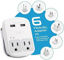 Load image into Gallery viewer, Ceptics Universal Travel Adapter Kit - 2 USB, USB-C Cord+2 US Outlets QC 3.0, Surge Protection, Plugs for Europe, UK, China, Australia, Japan - Perfect for Laptop, Cell Phones, Cameras,Safe ETL Tested
