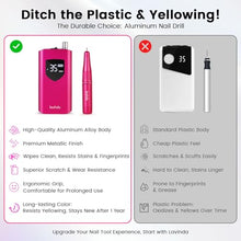 Load image into Gallery viewer, Lavinda Portable Nail Drill Professional, 35000 RPM Rechargeable, Electric Nail File Machine for Acrylic Nails, Gel Polishing, and Removing, Cordless Nail Drill for Salon and Home Use (Viva Magenta)
