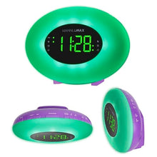 Load image into Gallery viewer, HANNLOMAX HX-162CR AM/FM PLL Radio with Alarm Clock, RGB Mood Light (7 Colors) and Dynamic Mode, 1&quot; LED Display with dimmer Function, AC Operation only (Purple)
