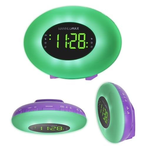 HANNLOMAX HX-162CR AM/FM PLL Radio with Alarm Clock, RGB Mood Light (7 Colors) and Dynamic Mode, 1