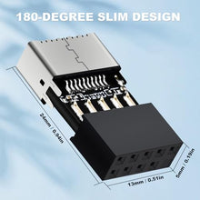 Load image into Gallery viewer, COMeap USB 2.0 to USB 3.2 Gen 1 Header Adapter for Mainboard with Type E Key-A Female Front Panel Socket to 9 Pin Header Internal Conversion Adapter
