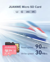 Load image into Gallery viewer, JUANWE 64GB Micro SD Card 5 Pack with SD Adapter 64GB SD Card Memory Card Class 10 microSDXC V30 4K Video Recording U3 A1 TF Card for Dash Cam, Camera, Phone
