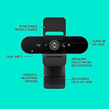 Load image into Gallery viewer, Logitech Brio PRO X 4K Webcam, Ultra 4K HD Video Calling, Noise-Canceling mic, HD Auto Light Correction, Adjustable Field of View, Microsoft Teams, Zoom, Google Voice, PC/Mac/Laptop/MacBook/Tablet
