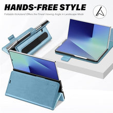 Load image into Gallery viewer, TUCCH Case for Galaxy Z Fold7, Stand RFID Blocking 4 Card Holders Wallet Folio, PU Leather Protective Magnetic PC Shell Compatible with Galaxy ZFold 7 (8.0&quot;) 2025, Pearly Light Blue
