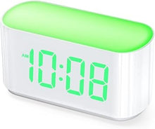 Load image into Gallery viewer, Alarm Clock for Bedrooms, Large Display Digital Clocks with 2 Alarms, 7 Color Larger Night Light, Battery Backup, Dimmer, Adjustable Volume, Easy Snooze (Green)
