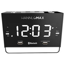 Load image into Gallery viewer, HANNLOMAX HX-131CR Alarm Clock Radio. PLL FM Radio, 1.2&quot; White LED Display, Bluetooth, USB Ports for 2.4A &amp; 1A Charging/MP3 Playback, Night Light, AC Power Operation only.
