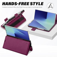 Load image into Gallery viewer, TUCCH Case Wallet for Galaxy Z Fold7 5G, Stand RFID Blocking [4 Card Holders], Shockproof Magnetic Flip Folio PU Leather Cover PC Shell Compatible with Galaxy Z Fold 7 (8.0&quot;), Plum Purple
