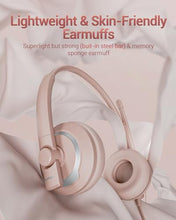 Load image into Gallery viewer, awatrue Computer USB Headset with Microphone for PC Laptop - WiredHeadphones with in-Line Control, Lightweight, Enhanced Sound &amp; MIC Mute(Pink)
