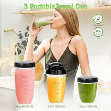 Load image into Gallery viewer, Nahida Blender for Smoothies, 1200W Smoothie Blender for Ices Crushing, Blenders with (2) 6-Fin Blades, Personal Blenders for Kitchen with 23oz, 32oz, 37oz Easy Go Cups for Juices, Black
