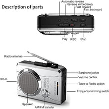 Load image into Gallery viewer, Compact Cassette Recorder Portable Audio Tape Player AM FM Radio 3 in 1 with Detachable Belt Clip | Auto Reverse | 3.5MM External Jack
