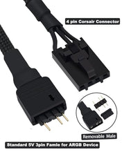 Load image into Gallery viewer, COMeap 4 Pin RGB Adapter for Corsair Commander Pro, RGB Hub, Commander Core XT and Lighting Node Pro, 4pin RGB Splitter Sleeved Cable, Connect to 5V 3-Pin ARGB Devices 7-in (Pack of 2
