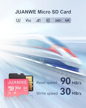 Load image into Gallery viewer, JUANWE 64GB Micro SDXC Card, UHS-I C10 U3 V30 4K UHD Video A1 TF Card with Adapter (Pink)
