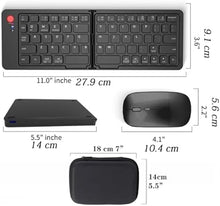 Load image into Gallery viewer, Foldable Keyboard and Mouse,Wireless Keyboard Mouse Combo with Portable Case, Rechargeable Bluetooth Travel Multi-Device Keyboard Mouse for Windows iOS Android, PC/Laptop/Ipad/Tablet
