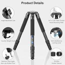 Load image into Gallery viewer, 63&quot; Carbon Fiber Tripod for Camera Heavy Duty Tripod WEYLLAN NX9 40mm Leg 10 layer Carbon Tripod Professional Camera Stand with 75mm Bowl Adapter for Zoom Lens, Bird Photography, DSLR, Load 88lbs/40kg
