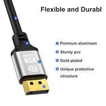 Load image into Gallery viewer, Jojobnj 16K DisplayPort Cable 3.3FT, 2.1 DP to DP Support 16K@60Hz, 8K@60Hz, 4K@144Hz, HBR3 32.4Gbps, HDR, G-Sync &amp; FreeSync Display Lead for Laptop Gaming Monitor PC TV
