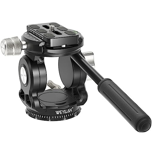 Tripod Head for Camera with Arca Swiss Quick Release Plate, WEYLLAN Fluid Head Tripod for DSLR Camera Canon Nikon Sony Camcorders, Metal Panoramic Video Tripod Fluid Head Pan Tilt, Max Load 17lbs/8kg