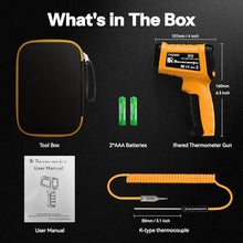 Load image into Gallery viewer, 50:1 Infrared Thermometer -58F to 1796F, Laser Temp Gun with Thermocouple Probe for Pizza Oven, HVAC, BBQ, High Temp Gun with Humidity Sensor, Accurate for Home and Industrial Use
