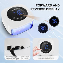 Load image into Gallery viewer, Lavinda UV LED Nail Lamp, Cordless Nail Lamp 54W Rechargeable Nail Dryer Gel Polish Light with Large LCD Display, Professional Gel Curing Lamp with 4 Timer Setting Auto Sensor for Salon and Home

