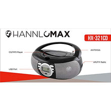 Load image into Gallery viewer, HANNLOMAX HX-321CD Portable CD/MP3 Boombox, AM/FM Radio, Bluetooth, USB Port for MP3 Playback, Aux-in, LCD Display, AC/DC Dual Power Source. (Black)
