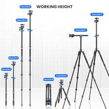 Load image into Gallery viewer, WEYLLAN TP6 Tripod for Camera, 67'' Aluminum Horizontal Overhead Tripod &amp; Monopod 2in1 with 36mm Ball Head, Phone Mount, Remote Control, Magic Arm for DSLR Camera Camcorder iPhone, Max Load 22lbs/10kg
