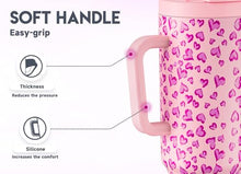 Load image into Gallery viewer, Meoky 40 oz Tumbler with Handle and Flip Straw, 100% Leakproof Tumbler with Lid and Straw, Stainless Steel Insulated Cup, Cupholder Friendly, Keeps Cold for 34 Hours (Love)
