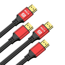 Load image into Gallery viewer, jojobnj HDMI Cable 10FT 2-Pack, 48Gbps 8K@60Hz 4K@120Hz, HDCP 2.2 &amp; 2.3, DTS:X, HDR 10 Compatible with Roku TV/eARC/3D/PS5/HDTV/Laptop/Blu-ray High Speed HDMI Cable(Red)
